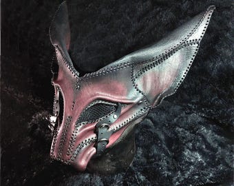 Handcrafted leather fox mask, fox costume, steampunk, LARP, therian, burning man, post-apocalyptic fennec fox, cosplay mask, comic con