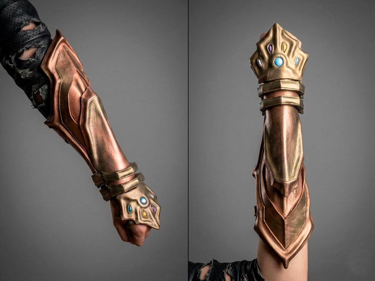 Handcrafted Fantasy Leather Bracer Arm Guard, LARP Armor, Dnd Cosplay ...