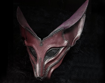 Handcrafted leather fox mask, fox costume, theatrical mask, LARP, burning man, fox cosplay, fennec fox puppy mask, comic con, therian