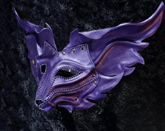 Handcrafted leather fennec fox mask, fox costume, Kitsune, LARP, burning man, fox cosplay, puppy, ren faire, fox pet play, halloween, animal