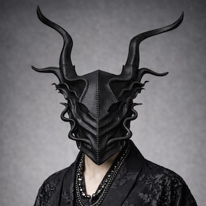 Handcrafted leather dragon mask, Ren faire dragon cosplay, Japanese dragon, mythological, devil mask, comic con, LARP, burning man, yokai