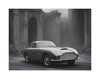 1962 Aston Martin DB4 GT Zagato -Noir 1- Canvas Wall Art, Digital Design