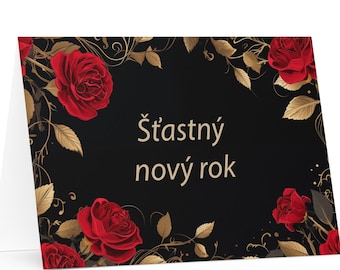 Czech New Year card - Czech Republic Holiday Greeting Garden Flowers Celebration Happy Festive Heritage Family Friends 2025 Cheers Holiday