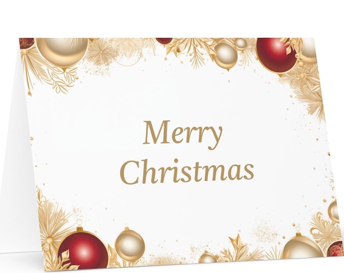 English / American Christmas card - Unites States Holiday Greeting Tree Celebration Gift Merry Festive Heritage Nativity Christian Catholic