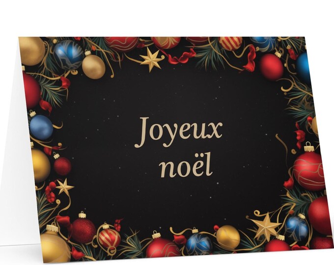 French Christmas card - France Holiday Greeting Tree Celebration Gift Merry Festive Heritage Nativity Bethlehem Christian Catholic