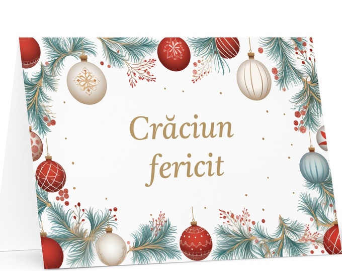 Romanian Christmas card - Romania Holiday Greeting Tree Celebration Gift Merry Festive Heritage Nativity Bethlehem Christian Catholic