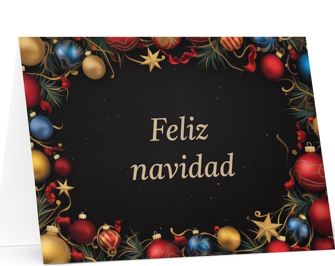 Spanish Christmas card - Spain Holiday Greeting Tree Celebration Gift Merry Festive Heritage Nativity Bethlehem Christian Catholic