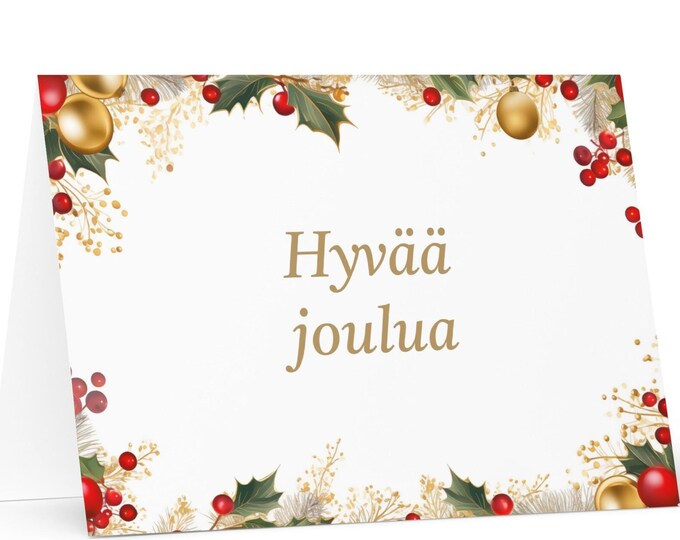 Finnish Christmas card - Finland Holiday Greeting Tree Celebration Gift Merry Festive Heritage Nativity Bethlehem Christian Catholic