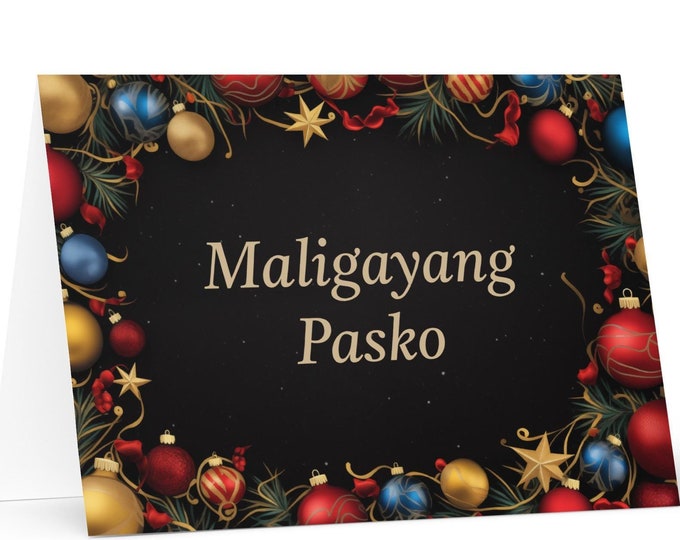 Filipino Christmas card - Philippines Holiday Greeting Tree Celebration Gift Merry Festive Heritage Nativity Bethlehem Christian Catholic