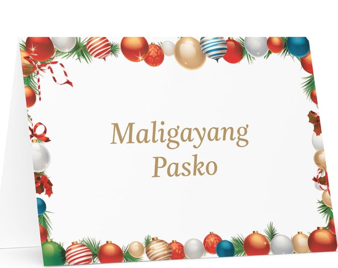 Filipino Christmas card - Philippines Holiday Greeting Tree Celebration Gift Merry Festive Heritage Nativity Bethlehem Christian Catholic