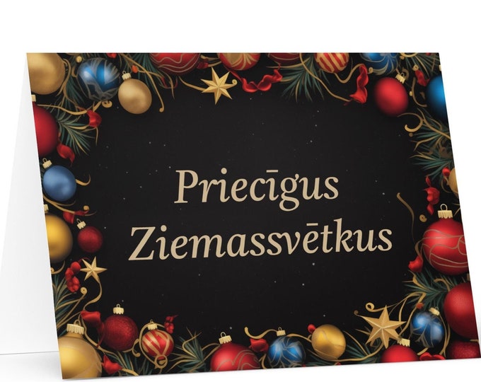 Latvian Christmas card - Latvia Holiday Greeting Tree Celebration Gift Merry Festive Heritage Nativity Bethlehem Christian Catholic Orthodox