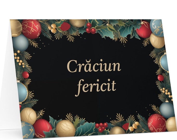 Romanian Christmas card - Romania Holiday Greeting Tree Celebration Gift Merry Festive Heritage Nativity Bethlehem Christian Catholic