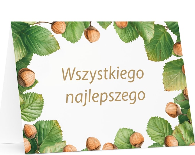Polish Birthday card Botanical - Poland greeting festive wish colorful trees plants gift happy for loved one friend him her mom dad mother