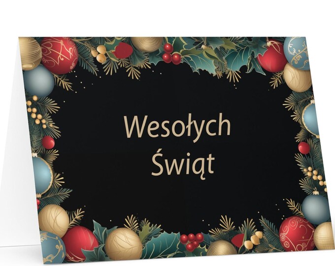 Polish Christmas card - Poland Holiday Greeting Tree Celebration Gift Merry Festive Heritage Nativity Bethlehem Christian Catholic