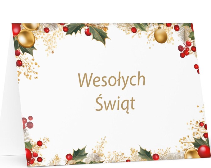 Polish Christmas card - Poland Holiday Greeting Tree Celebration Gift Merry Festive Heritage Nativity Bethlehem Christian Catholic
