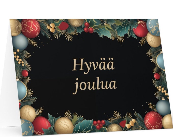 Finnish Christmas card - Finland Holiday Greeting Tree Celebration Gift Merry Festive Heritage Nativity Bethlehem Christian Catholic