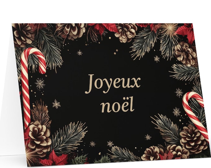French Christmas card - France Holiday Greeting Tree Celebration Gift Merry Festive Heritage Nativity Bethlehem Christian Catholic