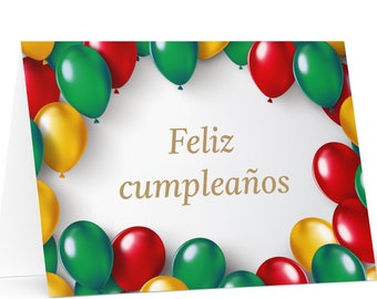 Spanish / Bolivian Birthday card Balloons - Bolivia greeting festive colorful wish gift happy for loved one friend him her mom dad flag