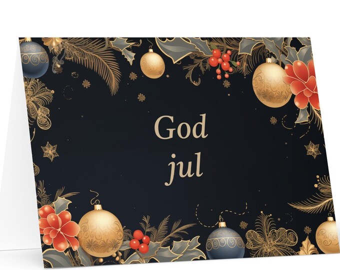 Swedish Christmas card - Sweden Holiday Greeting Tree Celebration Gift Merry Festive Heritage Nativity Bethlehem Christian Catholic