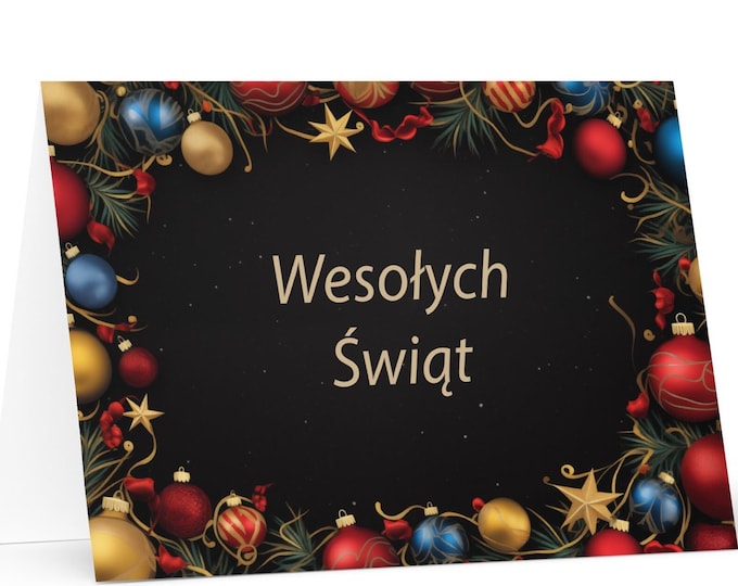 Polish Christmas card - Poland Holiday Greeting Tree Celebration Gift Merry Festive Heritage Nativity Bethlehem Christian Catholic