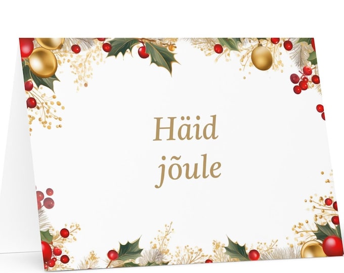 Estonian Christmas card - Estonia Holiday Greeting Tree Celebration Gift Merry Festive Heritage Nativity Bethlehem Christian Catholic