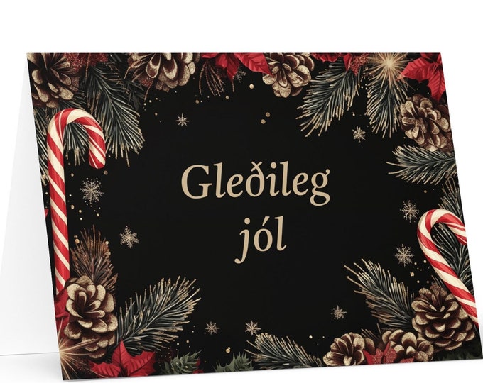 Icelandic Christmas card - Iceland Holiday Greeting Tree Celebration Gift Merry Festive Heritage Nativity Bethlehem Christian Catholic