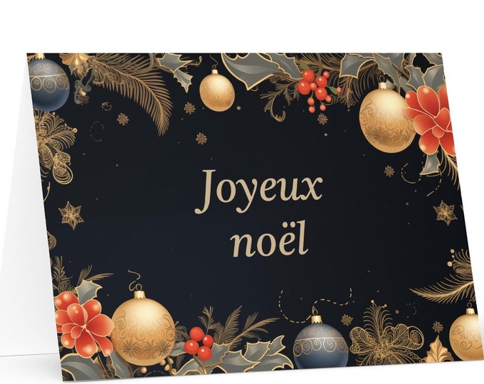 French Christmas card - France Holiday Greeting Tree Celebration Gift Merry Festive Heritage Nativity Bethlehem Christian Catholic