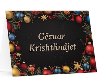 Albanian Christmas card - Albania Holiday Greeting Tree Celebration Gift Merry Festive Heritage Nativity Bethlehem Christian Catholic