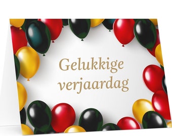 Dutch / Belgian Birthday card - colorful Belgium greeting festive wish balloon gift happy for loved one friend him her mom flag