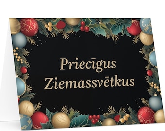 Latvian Christmas card - Latvia Holiday Greeting Tree Celebration Gift Merry Festive Heritage Nativity Bethlehem Christian Catholic Orthodox