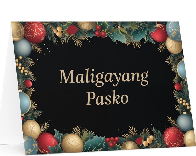 Filipino Christmas card - Philippines Holiday Greeting Tree Celebration Gift Merry Festive Heritage Nativity Bethlehem Christian Catholic