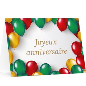 Français / République du Congo Carte d'anniversaire Ballons - voeux festif cadeau ballon de voeux heureux pour un ami lui sa maman papa