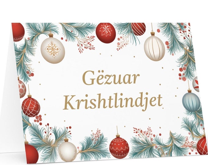 Albanian Christmas card - Albania Holiday Greeting Tree Celebration Gift Merry Festive Heritage Nativity Bethlehem Christian Catholic