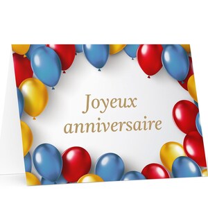 Français / République démocratique du Congo (RDC) Carte d'anniversaire Ballons - voeux festif, cadeau ballon de voeux heureux pour un ami lui