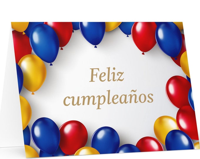 Spanish / Colombian Birthday card Balloons - Colombia greeting festive wish balloon gift happy for loved one friend him her mom dad brother