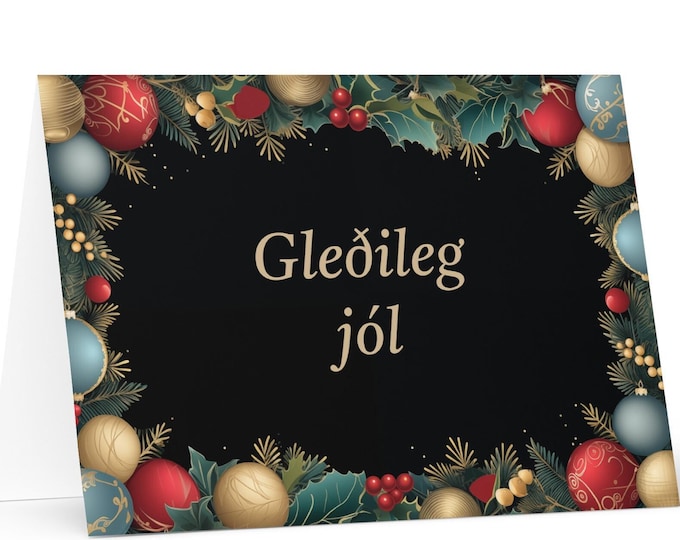 Icelandic Christmas card - Iceland Holiday Greeting Tree Celebration Gift Merry Festive Heritage Nativity Bethlehem Christian Catholic