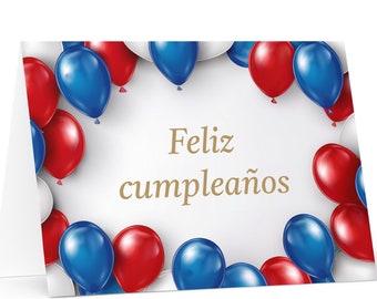 Spanish / Chilean Birthday card Balloons - Chile greeting festive wish balloon gift happy for loved one friend him her mom dad brother