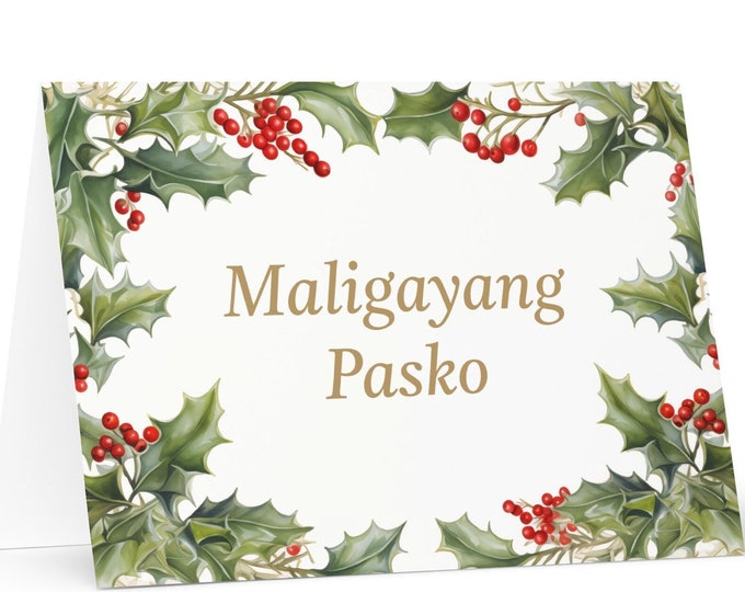 Filipino Christmas card - Philippines Holiday Greeting Tree Celebration Gift Merry Festive Heritage Nativity Bethlehem Christian Catholic