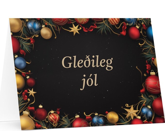 Icelandic Christmas card - Iceland Holiday Greeting Tree Celebration Gift Merry Festive Heritage Nativity Bethlehem Christian Catholic