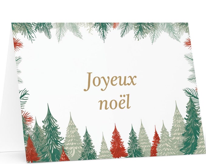 French Christmas card - France Holiday Greeting Tree Celebration Gift Merry Festive Heritage Nativity Bethlehem Christian Catholic