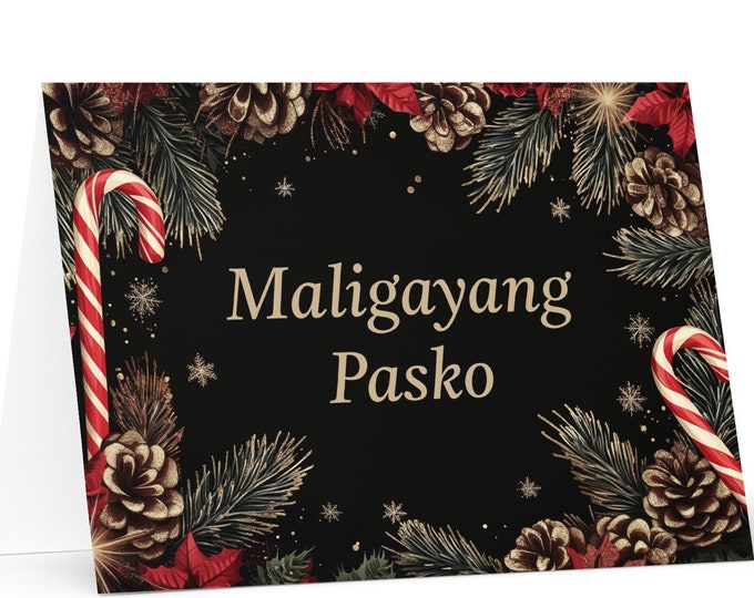 Filipino Christmas card - Philippines Holiday Greeting Tree Celebration Gift Merry Festive Heritage Nativity Bethlehem Christian Catholic