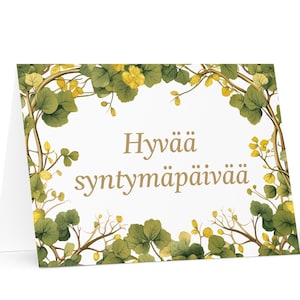 Carte d'anniversaire finlandaise botanique - Finlande voeux festif voeux arbres colorés plantes cadeau heureux pour un ami lui sa maman sa mère