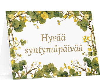 Finnish Birthday card Botanical - Finland greeting festive wish colorful trees plants gift happy for loved one friend him her mom mother