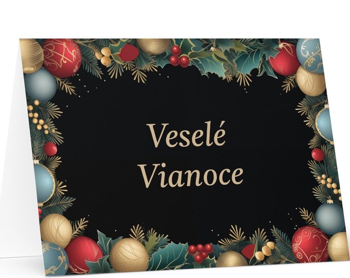 Slovakian Christmas card - Slovakia Holiday Greeting Tree Celebration Gift Merry Festive Heritage Nativity Bethlehem Christian Catholic