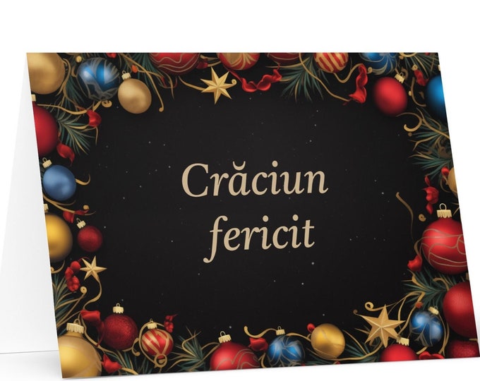Romanian Christmas card - Romania Holiday Greeting Tree Celebration Gift Merry Festive Heritage Nativity Bethlehem Christian Catholic
