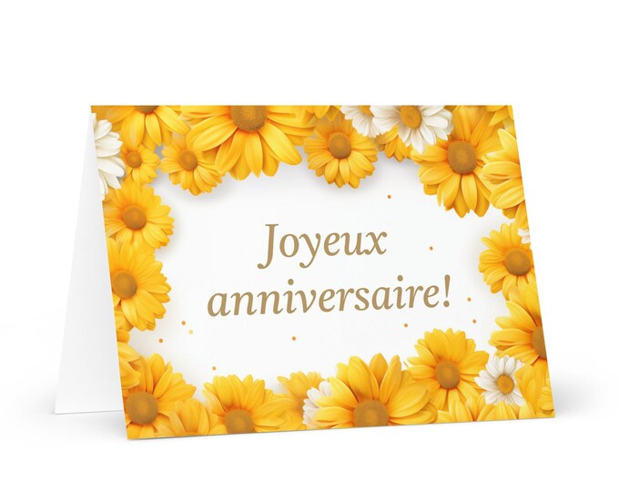 French / Chadian Birthday card Flowers - Chad greeting festive wish colorful floral gift happy for loved one friend him mom mother