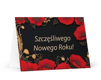 Polish New Year card - Poland Holiday Greeting Garden Flowers Celebration Happy Festive Heritage Family Friends 2025 Cheers Holiday