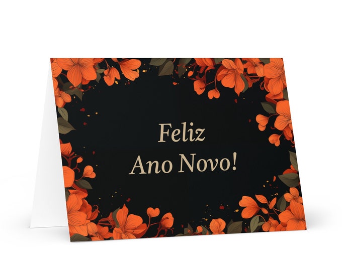 Portugese / Cabo Verdean New Year card - Cabo Verde Holiday Greeting Garden Flowers Celebration Happy Festive Heritage Family Friends 2025