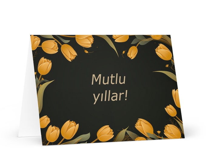 Turkish New Year card - Turkey Holiday Greeting Garden Flowers Celebration Happy Festive Heritage Family Friends 2025 Cheers Holiday