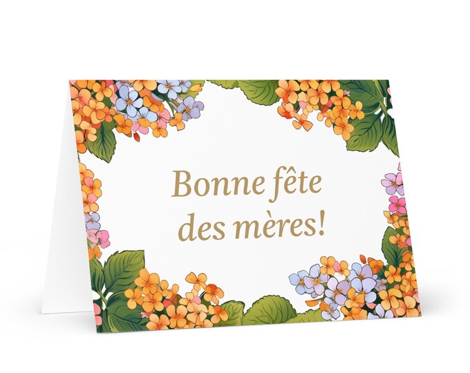 French / Burundian Mother's Day card - Burundi greeting with colorful flowers floral gift for her spouse wife mom mother grandmother mommy